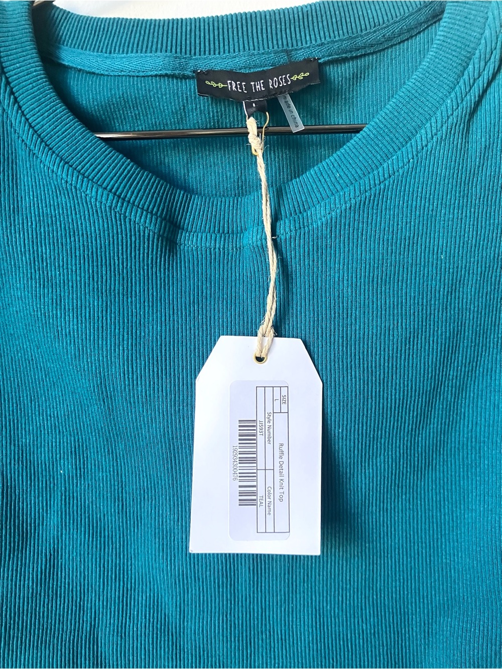 Free the Roses Teal Ribbed Ruffle Sleeve Tank - Picture 6 of 7